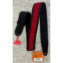 Henry Heller 2" Wide Black w/Red Strip Suede Adjustable Guitar Strap HPDS2-06