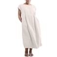 thumbnail image 1 of Innerwin Dresses Crew Neck Ladies Dress Beach Solid Color Loose Sundress White XL, 1 of 5