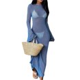 thumbnail image 3 of Womens Crochet Cover Ups Long Dress Y2k Long Sleeve Hollow Out Mesh Backless Knit Swimsuit Coverup Beach Maxi Dress, 3 of 8