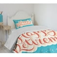 thumbnail image 4 of Ambesonne Blue Quilted Bedspread Set 2 Pcs, Happy Retirement, Twin Size, Coral White Sky Blue, 4 of 6