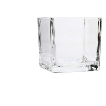 Hosley 3.94 Inch High, Clear Square Glass Tealight and Votive Candle Holder