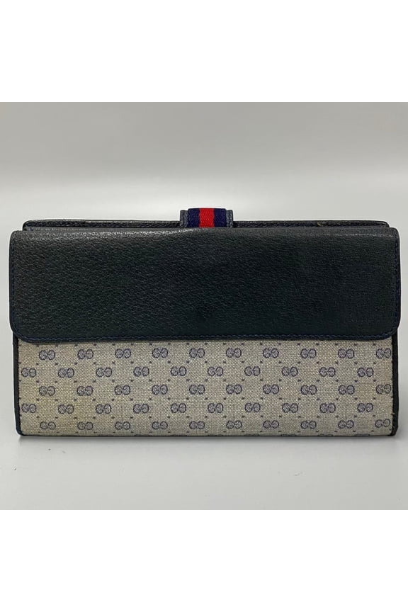 Pre-Owned GUCCI Old Gucci Sherry Line Micro GG Pattern Leather Bi-fold Long Wallet... (Fair)