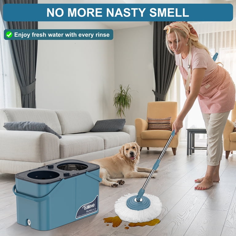 Tsmine Mop & Bucket with Clean & Dirty Water Separation, 10 Mop