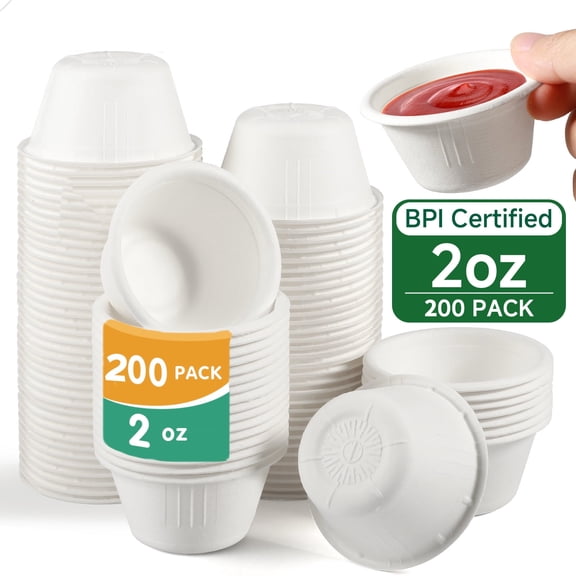Paper Souffle Portion Cups, 2 oz, 200 Count,OasisSN Small Mouthwash Cups,Bathroom Cups,Small Disposable Paper Cups for Sauces,Desserts, Picnic, Travel