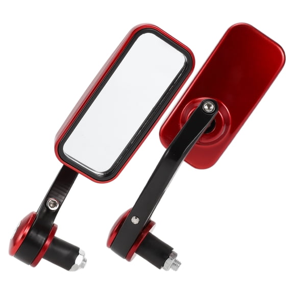 Unique Bargains Universal Motorcycle Rear View Mirrors Adjustable Bar End Side Mirrors Mount Aluminum Plastic 1 Set Black Red M8 Square Shape