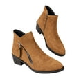 thumbnail image 2 of Bnwani Women Boots New Winter Low-Heel Chunky Ankle Leather Suede Boot Brown Size 7, 2 of 8