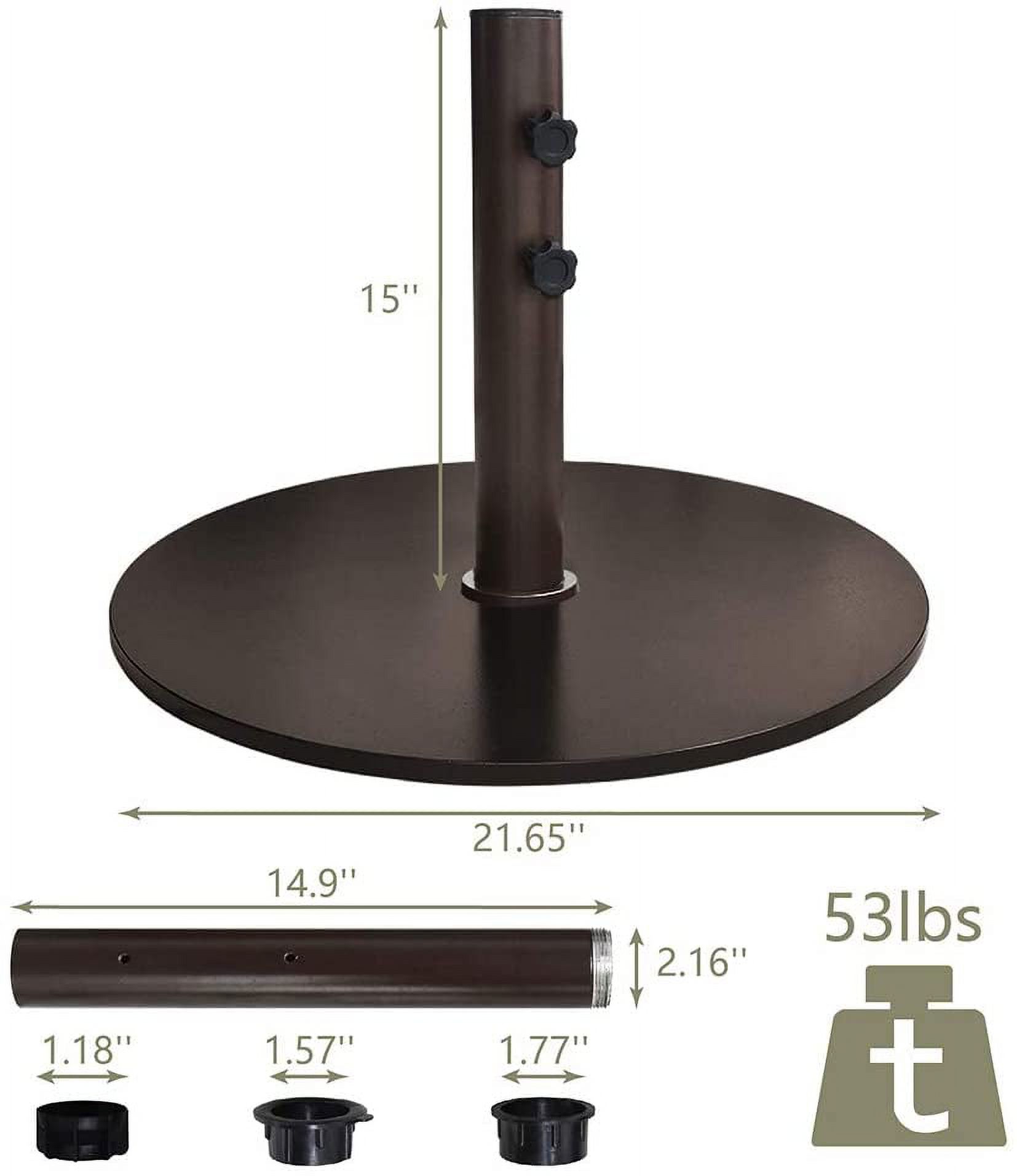 EliteShade Heavy Duty 140 lb Round Steel Umbrella Base with 18" Round Sandbag - Bronze, for Outdoor Patio Market Umbrellas (Sand Not Included)