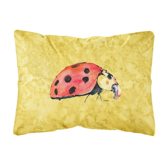 Carolines Treasures 8867PW1216 Lady Bug on Yellow Canvas Fabric Decorative Pillow, 12H x16W, multicolor