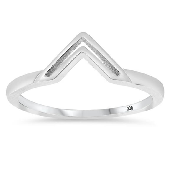 Minimalist Cutout Triangle Chevron V Boho Sterling Silver Ring 925 Jewelry Female Male Unisex Size 9