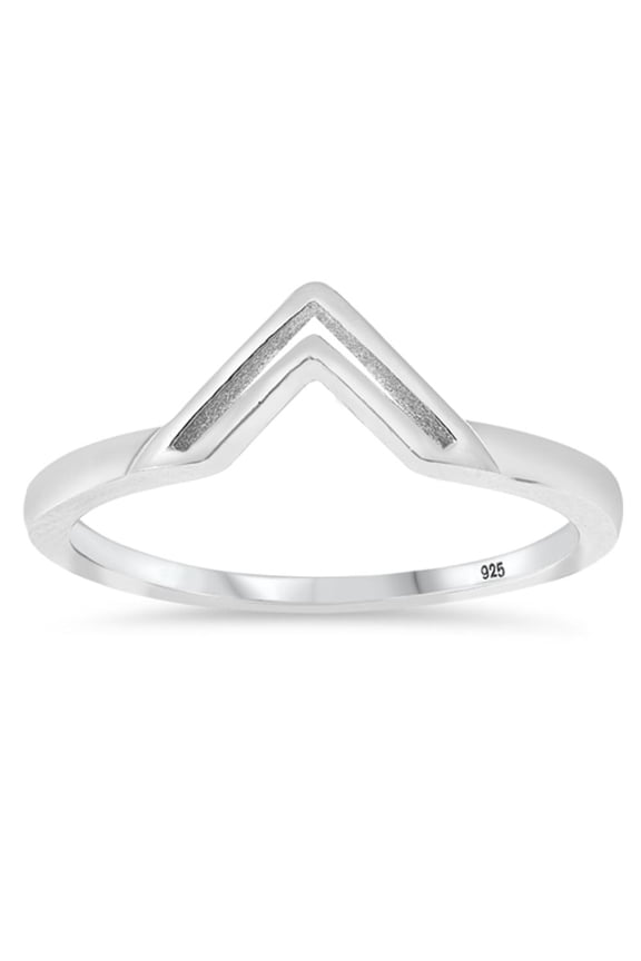 Minimalist Cutout Triangle Chevron V Boho Sterling Silver Ring 925 Jewelry Female Male Size 10