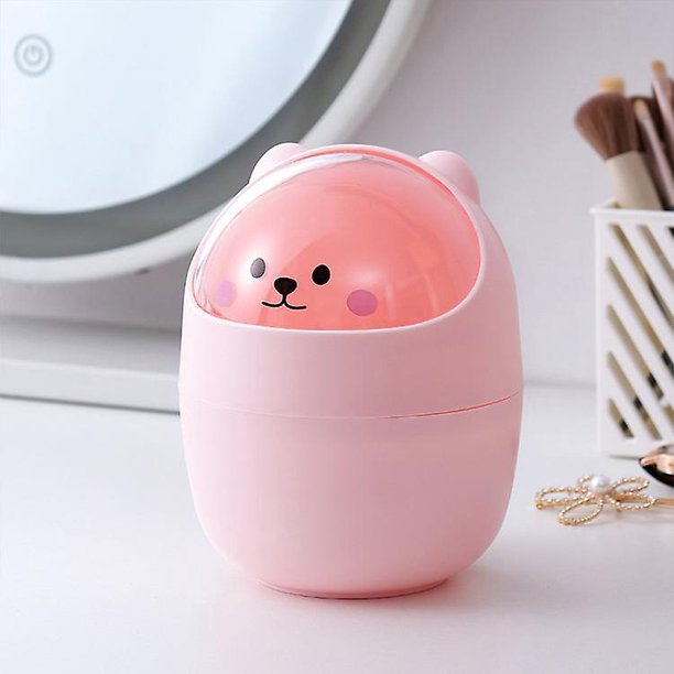 Mini cubo de basura de escritorio con tapa batida, bonito cubo de basura para encimera, cubo de almacenamiento de basura, papeleras, pequeño cubo de basura para escritorio, coche, oficina, c