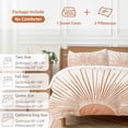 thumbnail image 6 of 3 Piece Boho Abstract Sun Duvet Cover Set California King,Microfiber Comforter/Quilt Cover with Corner Ties and 2 Pillowcases,Modern Beige Sun Light Lines All Season Soft Bedding with Zipper Closure, 6 of 8