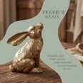 thumbnail image 4 of Golden Polyresin Bunny Decor Rabbit Figurines, Easter Bunny Statue Set of 3 for Spring Tabletop Decor, 4 of 6