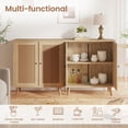thumbnail image 5 of MELLCOM Buffet Cabinet, Kitchen Storage Cabinet, Sideboard Buffet Cabinet with Storage, with Rattan Decorated Doors and Solid Wood Feet, Natural, 5 of 8