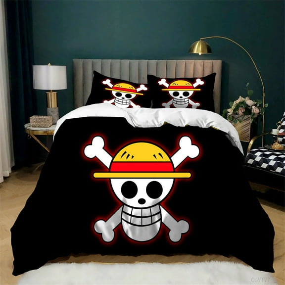 Kids Cartoon One Piece Duvet Cover Set Lightweight Soft Bedding Set for All Season Comfortable Quilt Cover with Pillowshams