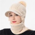 thumbnail image 2 of GHSOHS Hat Silk Bonnet Beanie Cowboy Hat Skullies Beanies Winter Women's Knitted Pullover Ear Warm Cold Dome Pullover Hat Warm Baseball Caps Berets Fedoras Visors Beige Fedoras, 2 of 5