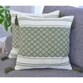 thumbnail image 4 of Designer Boho Throw Pillow Covers with Tassels Olive Green, 18x18 inch - Pack of 2 / Plaid Cushion Covers for Sofa, Bed/ Farmhouse Accent Cotton Woven Pillow Cases, 4 of 10