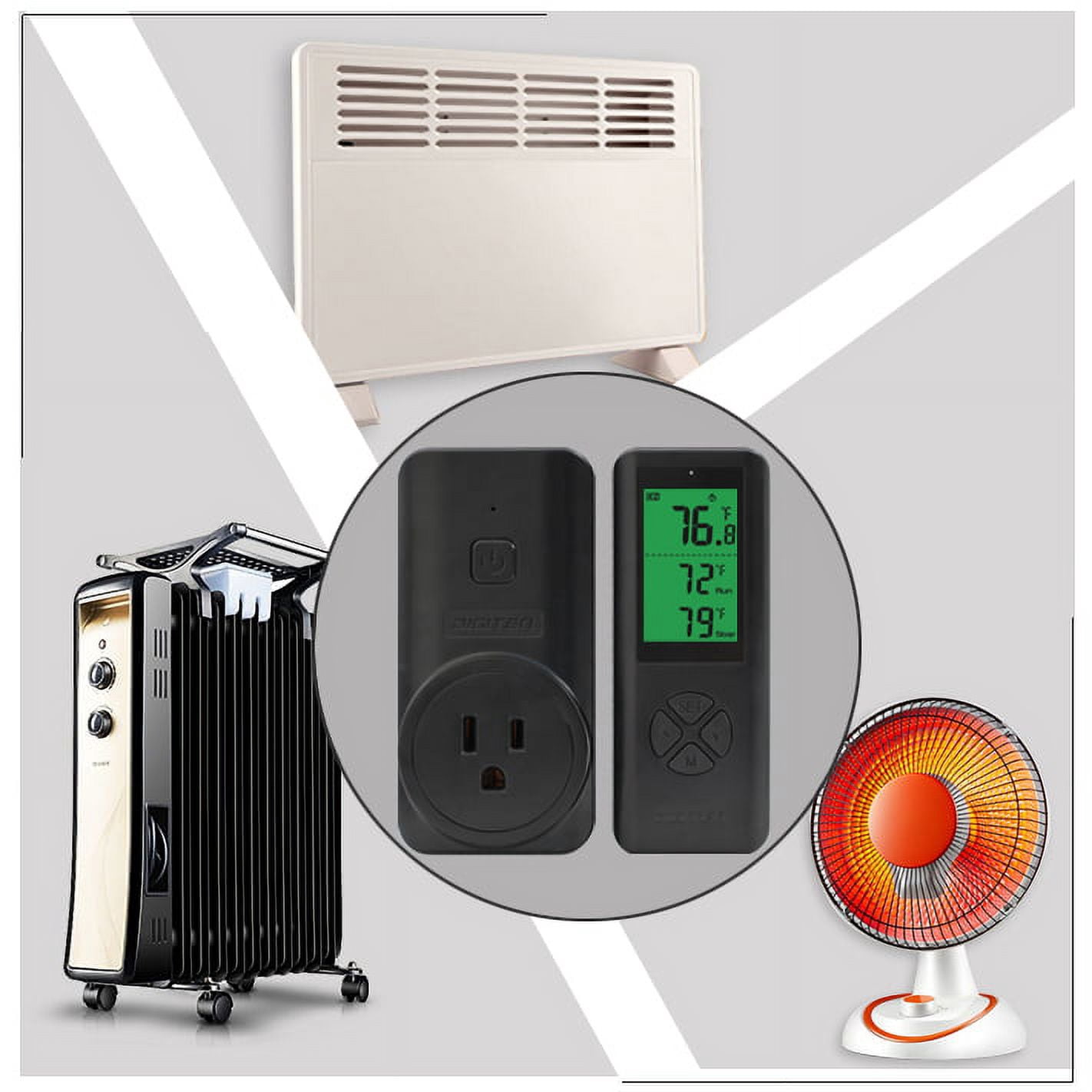 DIGITEN Temperature Controller Wireless Thermostat Outlet Greenhouse Thermostat Wine Cooler Plug-in Temperature Controller Reptile Temperature Control Outlet Remote Control Tempreature Build-in Sensor