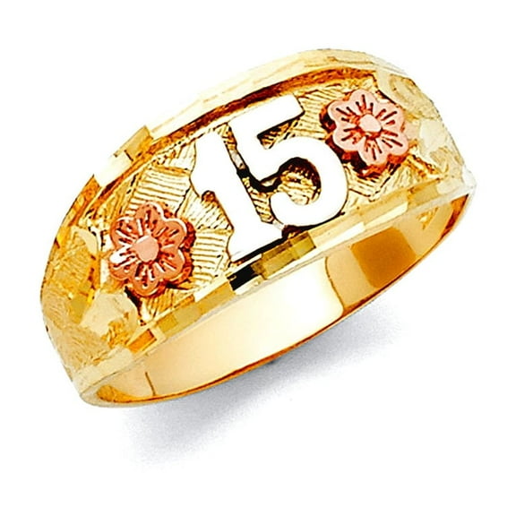 14k Gold Quinceanera Sweet 15 Years Ring Size 7 Ring for Women - 3.1 Grams