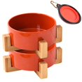 thumbnail image 1 of Petygooing Juego De Cuencos De Cerámica Para Perros Y Gatos Con Soporte - Cuencos Medianos Para Perros Antideslizantes Juego De 2 - 28 Oz/3,6 Tazas - Rojo Óxido, 1 of 5