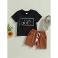 thumbnail image 2 of Bagilaanoe 2pcs Toddler Baby Boy Short Pants Set Letter Print Short Sleeve T-Shirts Tops + Shorts 6M 12M 18M 24M 3T Kids Casual Summer Outfits, 2 of 8