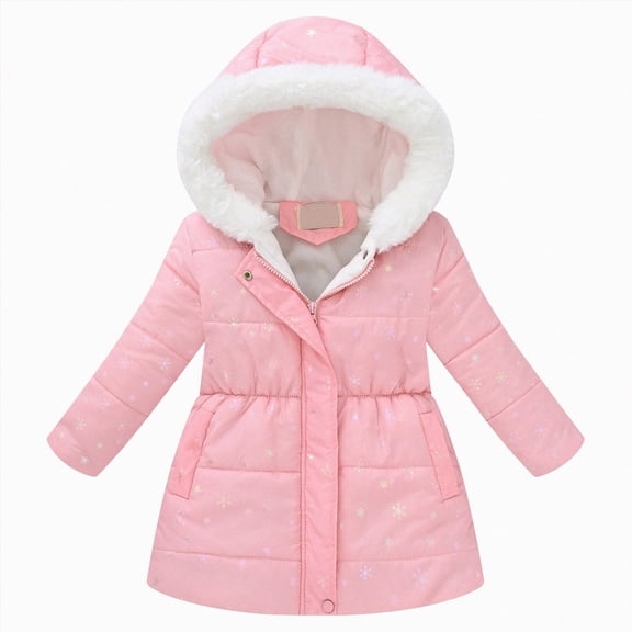 Xyant Kids Girls Light Puffer Floral Print Hoodie Zip Up Fleece Fall Winter Jacket (Light Pink,9-10 Years)