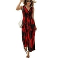 thumbnail image 2 of Red Black Red And Black Ink, Abstract Art Sleeveless Dress Dresses Women Summer Evening Dresses Ladies Bohemia Long Dresses, 2 of 9