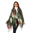 thumbnail image 3 of FORMRS Womens Scarf Winter Soft Long Big Warm Shawls Wrap Tassel Scarves, White and Pink Roses, 3 of 9