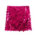 thumbnail image 5 of Minifalda lápiz con lentejuelas para mujer - Cintura elástica, diseño envolvente Y2K - Ropa de club, color liso, tallas XS-L, 5 of 5