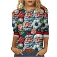 thumbnail image 3 of BiZtdJrK Black and Friday Sales Womens 3/4 Sleeve Shirts Christmas Cute Graphic Tees Trendy 3D Print Pullover Blouses Casual Round Neck Tops Fall Clothes Multicolor M, 3 of 6