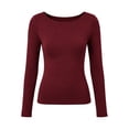 thumbnail image 4 of NominalSnug Womens Boat Neck Tops Long Sleeve Undershirts Slim Fit Base Layer Top Soft Basic Tees Fall Outfits, 4 of 7