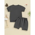 thumbnail image 5 of Musuos Toddler Boy Summer Clothes 6 12 18 24M 3T Letter Print Short Sleeve T-Shirt with Elastic Waist Shorts 2Pcs Outfit, 5 of 10