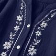 thumbnail image 4 of GZWYHT Embroidered Linen Tops for Women Linen Tops for Women Peasant Blouses Linen Shirts Gauze Tunic Tops Linen Shirts for Women Gauze Shirts Cotton Boho Tops 3/4 Sleeve Tops Linen Blue 2XL, 4 of 9