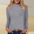 thumbnail image 2 of EDFBUYKRS Womens Plus Size Tops Long Sleeve Shirts V Neck Textured Keyhole Gathered Knit Tunic Loose Fall Blouses M, 2 of 4