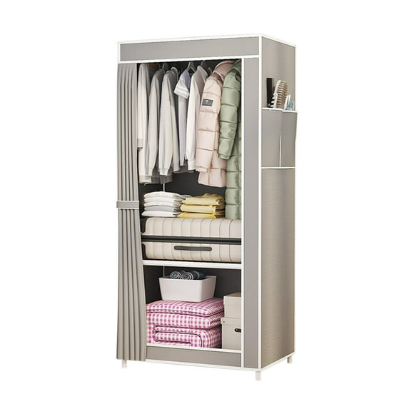 Fabric Clothes Closet Storage Organizer Portable Wardrobe Closet Multi Compartment Dust Proof Ventilated Structure Bedroom Closet Dorm Room Clothes Storage Home Organization Solution