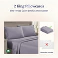 thumbnail image 4 of California Design Den 600 Thread Count King Pillow Cases, Set of 2 100% Cotton Sateen, Fits all King Pillows, Lavender, 4 of 8