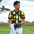 thumbnail image 3 of Pofeuu Gnomes With Sunflowers Print Men's Loose Fit Midweight Short-Sleeve Pocket Polo-Small, 3 of 6