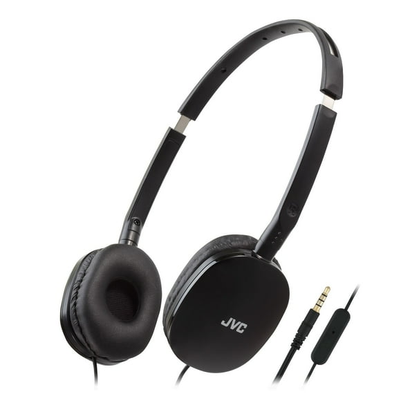 JVC - FLATS Écouteurs Filaires, Légers et Pliables avec Microphone Intégré et Télécommande, Noir