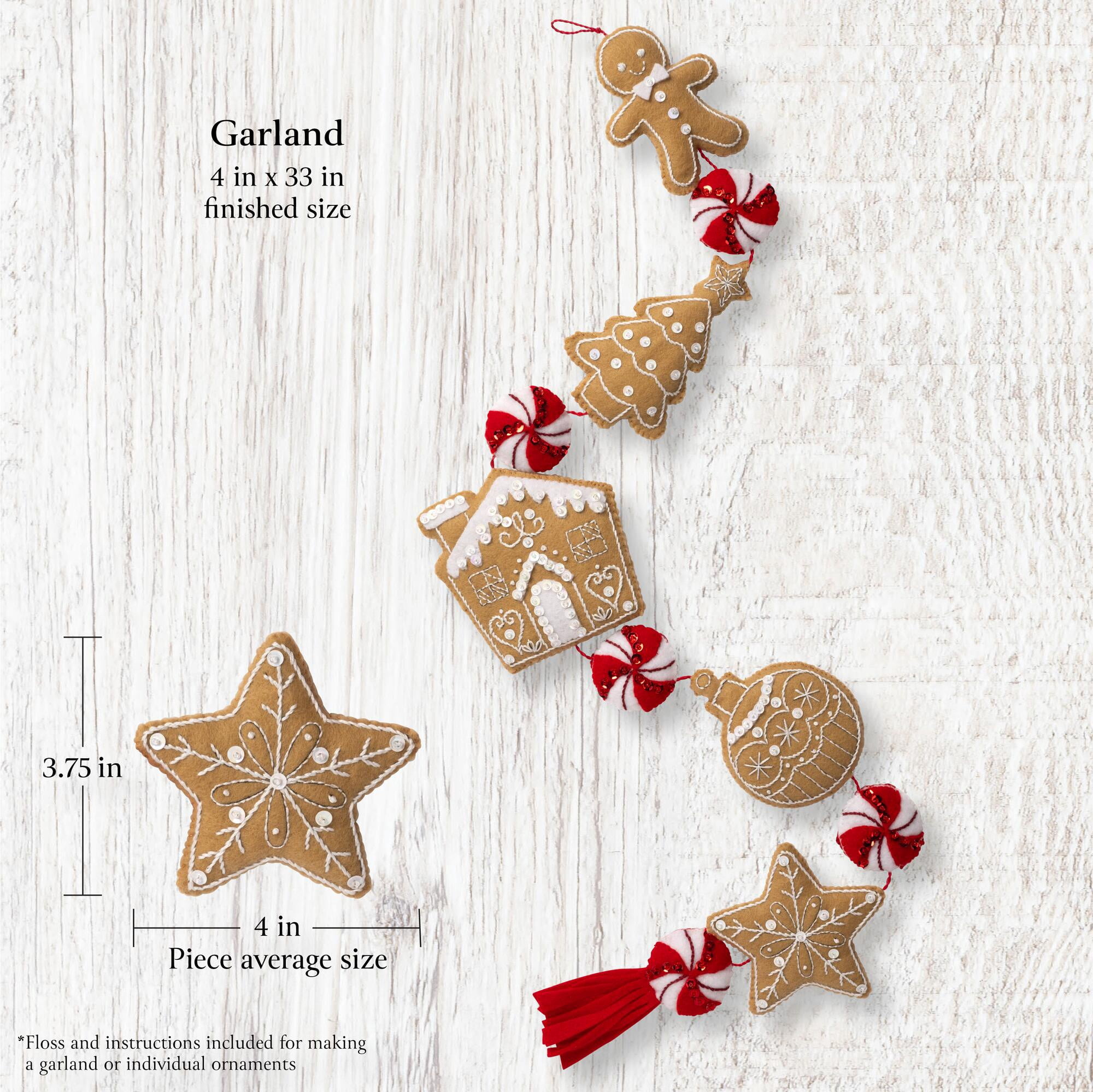 Bucilla Gingerbread Treats 4 x 33 in Felt Applique Garland Kit