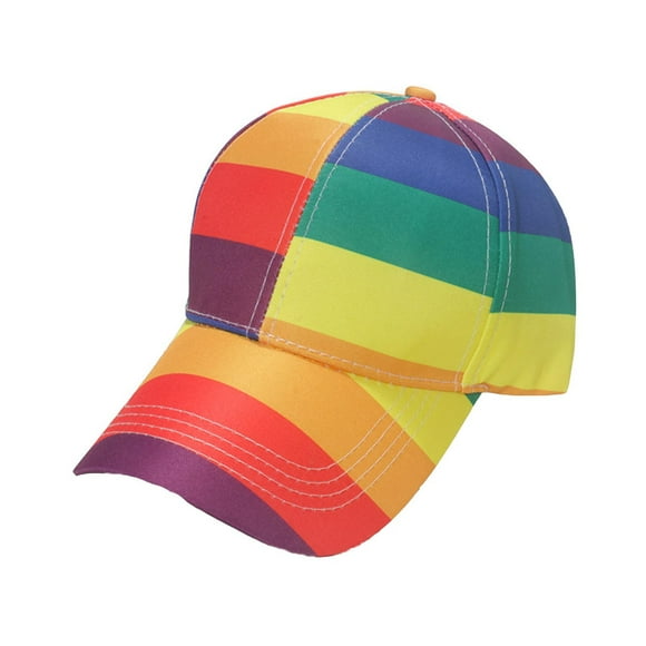 GDREDA Mens Cap Men's And Women's Colorful Striped Shade Sun Hat Rainbow Baseball Cap Sports Cap，Orange