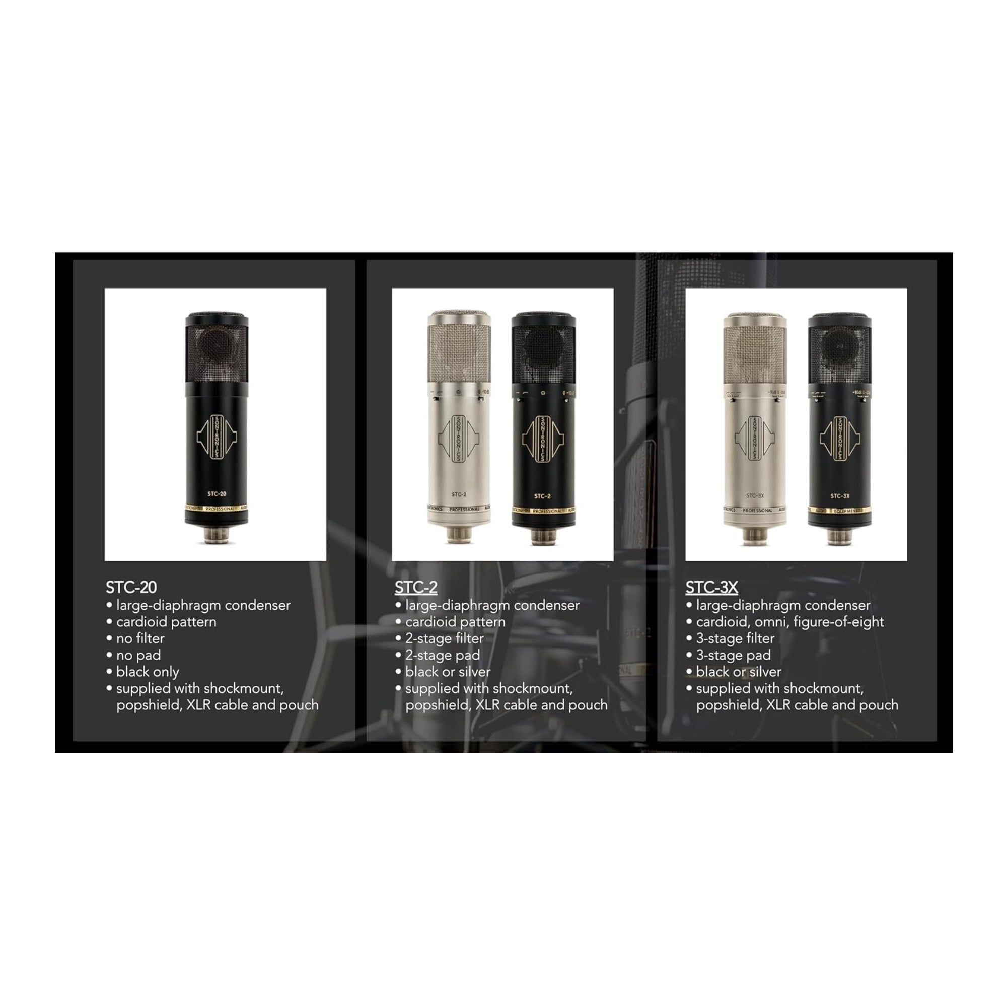 Sontronics STC-20 Pack - Large-Diaphragm Condenser Microphone. Black