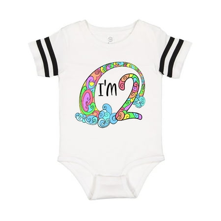 

Inktastic I m 2 Second Birthday Rainbow Swirls Gift Baby Boy or Baby Girl Bodysuit