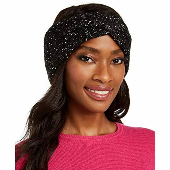 DKNY Women's Fleece-Lined Headband Copper Lurex Head Band Black One Size MSRP$34