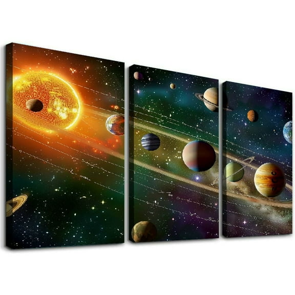 Ullo0ord Photo Backdrop Planet Rotation Cosmic Galaxy Posters Art Prints Living Room Decor Classroom Bedroom Aesthetics Decoration (16×24inch,Framed)