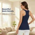 thumbnail image 2 of COUVER Women's Seamless Lace Trim V-Neck Racerback Tank Top, Raspberry, One Size, 2 of 6