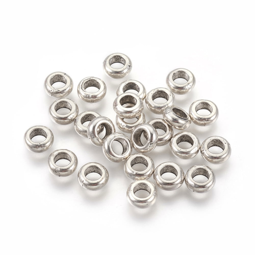2000pcs Alloy Spacer Rondelle Lead Free and Cadmium Free Antique Silver 7x3mm Hole: 4mm