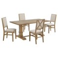 thumbnail image 1 of Pemberly Row Ensemble de Salle à Manger en Bois Style Ferme 5 Pcs, Brun Rustique, 1 of 15