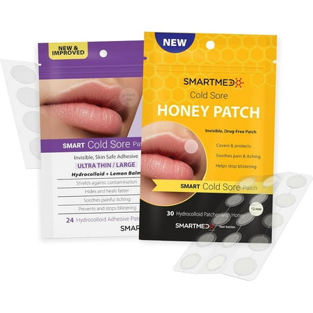 SMARTMED Cold Sore Treatment Patch Duo - Large Ultra Thin 15mm & Honey 12mm 54 Patches