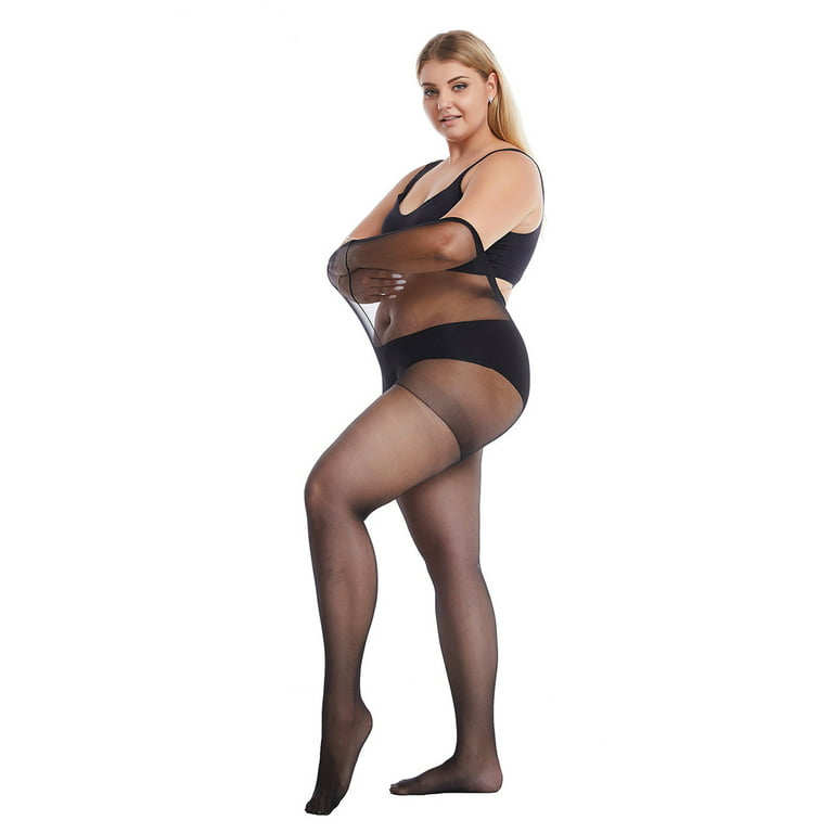 ZUARFY Women Plus Size Transparent Pantyhose 20D Ultra-Thin High Waist  Control Top Sheer Tights Stockings Summer Super Elastic Seamless Leggings  Hosiery 