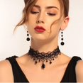 thumbnail image 2 of Collar de mujer, gargantilla de encaje negro, joyería vintage para el cuello, negro, 2 of 4